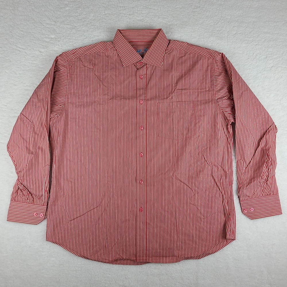 Bugatchi‎ Uomo Shirt Mens XL Red Striped Dress Button Up